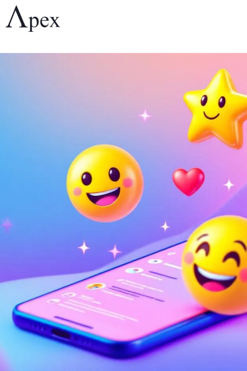 Fun and Engaging Social Media Emojis Colorful 3D emojis floating around a smartphone screen with social media app open